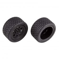Team Associated SR10 Rear Wheels with Street Stock Tires, mounted